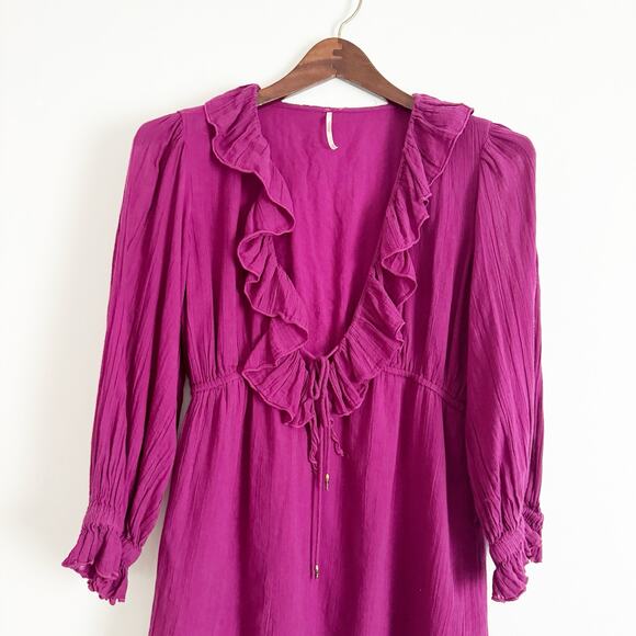 FREE PEOPLE Morning Light Mini Dress Magenta XS - Picture 4 of 10